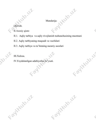 maktabgacha yoshdagi bolalarni aqliy jihatdan tarbiyalash shakli — DOCX