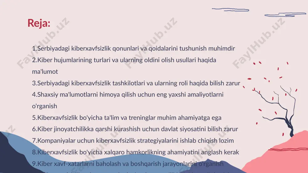 dasturlarni qo'llash zarur. kiber hujumlarining turlari va ularning oldini olish usullari haqida ma'lumot • kiberxavfsizlik asoslari - serbiyada kiberxavfsizlik alhoqasi ko'plab tashkilotlar tomonidan ta'minlanadi. ushbu tashkilotlar kiberhujumlar va ma'lumotlarni yo'qotish xatarlarini kamaytirishga qaratilgan xizmatlar ko'rsatadi. • tashkilotlarning roli - serbiya kiberxavfsizlik tashkilotlari davlat va xususiy sektorda hamkorlikda ishlaydi. ular xavfsizlik va nazoratni oshirish orqali iqtisodiy barqarorlikni ta'minlaydi. • ta'lim va treninglar - ushbu tashkilotlar kiberxavfsizlik bo'yicha ta'lim va treninglar o'tkazadi. bu jarayon xavfsizlikni oshirishning muhim qismidir va xodimlarni xabardor qiladi. • xalqaro aloqalar - serbiya kiberxavfsizlik tashkilotlari xalqaro hamjamiyat bilan hamkorlikni rivojlantiradi. bu orqali yangi kiber tahdidlarga qarshi kurashishda tajribalar almashiladi. serbiyadagi kiberxavfsizlik tashkilotlari va ularning roli haqida bilish zarur • ma'lumotlarni himoya qilishning muhimligi - shaxsiy ma'lumotlarimizni himoya qilish hayotimizda muhim ahamiyatga ega. shaxsiy ma'lumotlar xavfsizlikni ta'minlash va firibgarlikdan saqlanish uchun zarurdir • murakkab parollarni ishlatish - shaxsiy hisoblar uchun murakkab parollar tanlash va ularni muntazam ravishda yangilash xakerlardan …