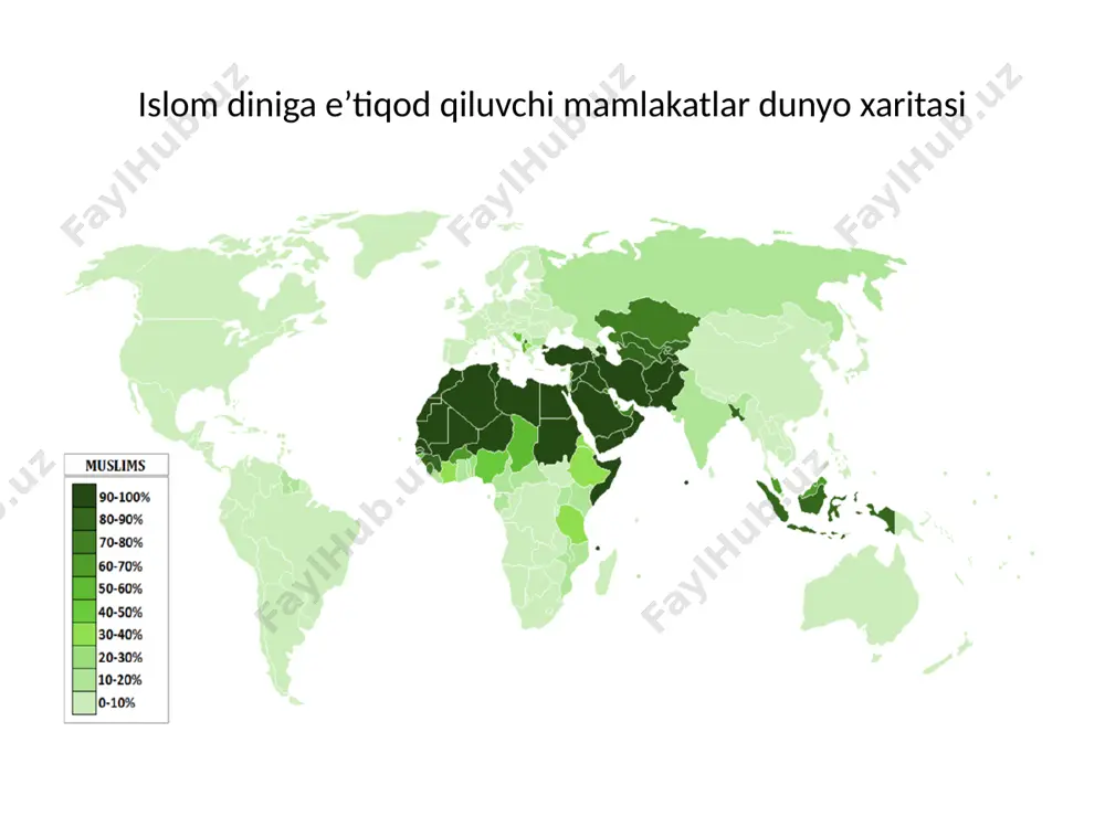 tgan.muhammad (s.a.v) vafotidan so’ng qur’oni karim suralarini top’lash va mushaf qilish xalifa abu bakr va usmon nomlari bilan bog’liq. xalifa abu bakr qur’on suralarini yoddan biladigan kishilar bilan suralarni to’plam ko’rinishiga olib kelib,suhuf deb ataganlar.xalifa usmon qur’onni butun bir kitob holiga olib kelishga erishdi.qur’onning “usmon to’plami” asl nusxasi madinada qoldirilgan.ko’chirilgan 4 nesxasi esa makka,kufa,basra va damashqqa yuborilgan.islom an’anasida qur’onning asl nusxasi deb tan olingan “usmon to’plami”ning to’rtala nuxasi ham mavjud.ulardan biri toshkentdagi musulmonlar idorasi kutubxonasida saqlanmoqda.”usmon to’plami”ning qolgan 3 nusxasi qohira,makka va madinada saqlanmoqda. hadis musulmonlarda qur’ondan keyingi ikkinchi muqaddas kitobdir.hadis arabcha so’z bo’lib, ”rivoyat”, ”naql” degan ma’nolarni anglatadi.hadis-islom dinida qur’ondan keyingi muqaddas manba,muhammad payg’ambar(s.a.v.) ning faoliyati va ko’rsatmalari haqida to’plangan ma’lumotlar yig’indisidir. hadislar vii-viii asrlardan boshlab to’plana bordi.hadis ilmi bilan shug’ullanuvchi olimlarni muhaddislar deb ataladilar. hadis ilmi rivojiga katta hissa qo’shgan vatandoshimiz bu imom al-buxoriydir.imom al-buxoriydan boy va qimmatli 20 dan ortiq asar qolgan.ularning ichida “al-jome as-sahih” eng mashhuridir. …