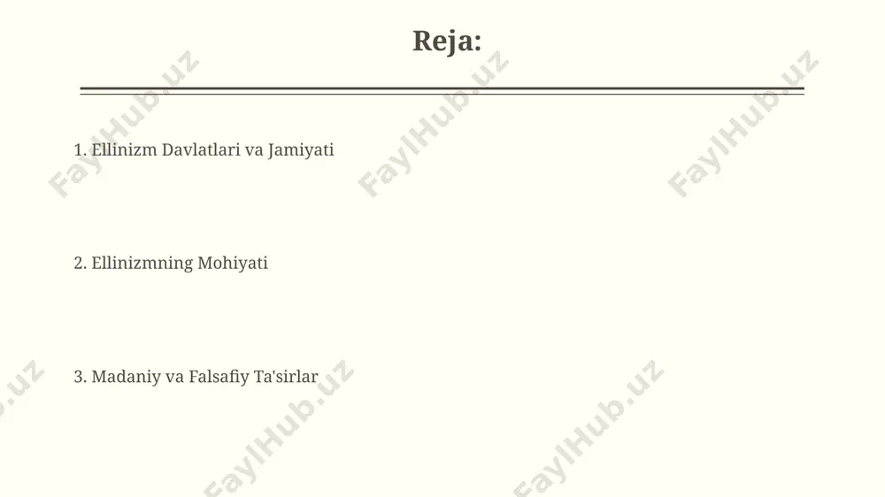 qo'lyozmalarini saqlagan va ilm-fan rivojiga katta hissa qo'shgan. antikythera mexanizmi, taxminan miloddan avvalgi 100 yilda yaratilgan murakkab astronomik asbob bo'lib, gear tizimlari va differentsial mexanizmlardan foydalangan. ellinistik davlat tuzilmalari diadoxlardan keyin paydo bo'lgan ellinistik davlatlarning asosiy xususiyati ularning madaniy va etnik jihatdan xilma-xil aholisi edi. masalan, selevkiy imperiyasi turli xil yunon, fors va boshqa madaniyat vakillarini o'z ichiga olgan. ellinistik davlatlar iqtisodiyotida savdo aloqalari muhim rol o'ynagan. bu davrda dengiz savdosi juda rivojlangan bo'lib, ko'plab shaharlar yirik savdo markazlariga aylangan. ellinistik adabiyoti эллинистик насрий адабиётдаги муҳим жанрлардан бири биографик асарлар бўлиб, уларда 100 дан ортиқ таниқли шахсларнинг ҳаёти ва фаолияти тасвирланган. эллинистик адабиётида 300 дан ортиқ шеърий тўплам ва 200 дан ортиқ насрий асар сақланиб қолган бўлиб, уларнинг аксарияти александр македонский даврига ва ундан кейинги даврларга тегишлидир. ellinistik san'at va me'morchilik ellinistik davr me'morchiligi buyuk hajmdagi maqbaralar, masalan, halikarnas maqbarasi (dunyodagi yetti mo''jizadan biri) kabi monumental inshootlar bilan tavsiflanadi. ellinistik …