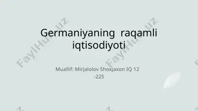 germaniyaning raqamli iqtisodiyoti — PPTX