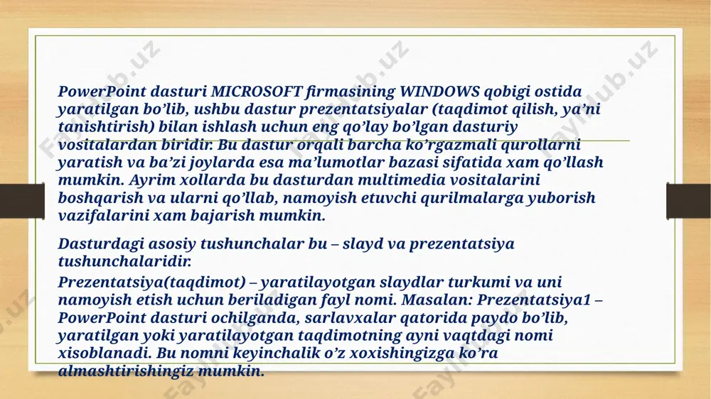 microsoft power point dasturi imkoniyatlari - Page 4