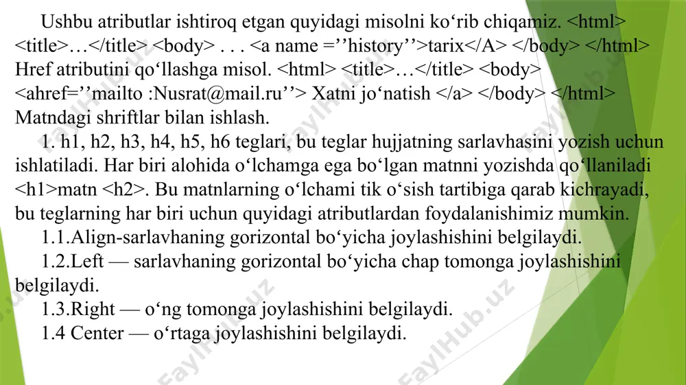 2-maʼruza: matn bilan ishlash. blokli va satrli belgilash elementlari - Page 5