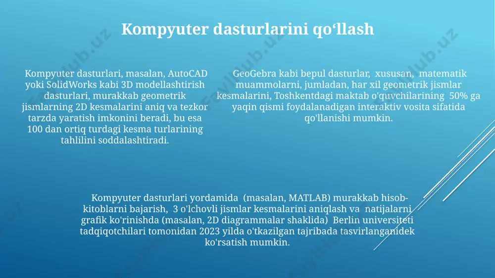 koʻpyoqlilar kesimlarini tasvirlash masalalari - Page 5