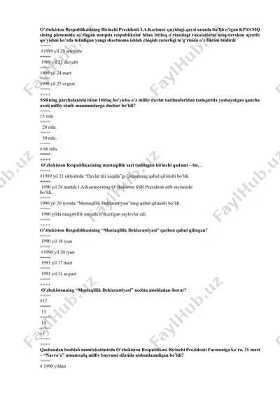 o'zbekiston respublikasining birinchi prezidenti i.a.karimovning nutqi — DOCX