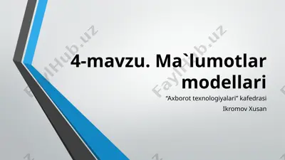 ma’lumotlar modellari — PPTX
