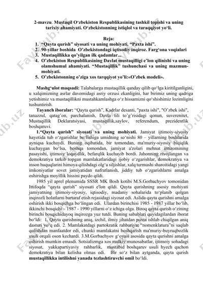 o'zbekiston respublikasining tarixiy yolovchisi va mustaqillik tarixi — DOCX
