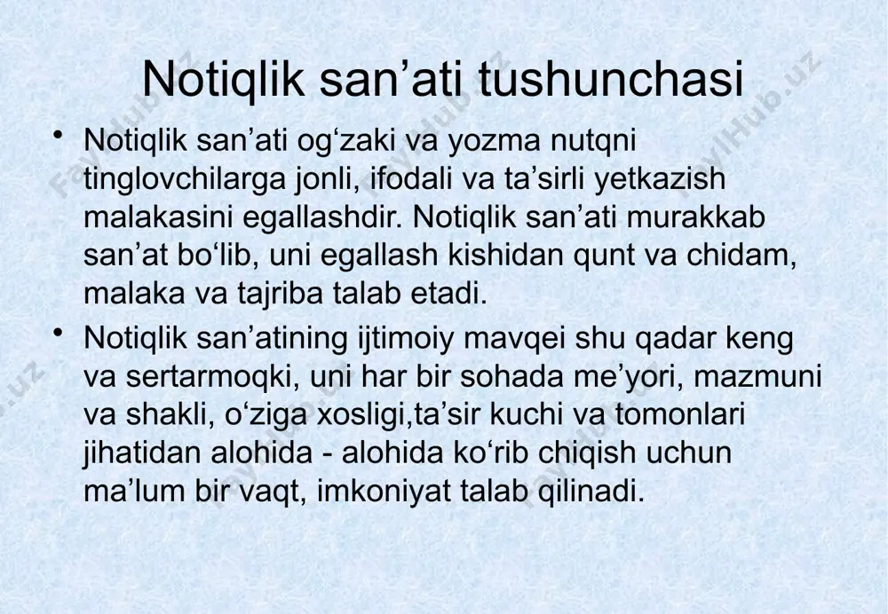 -hijriy, 1082-1083 milodiy yilida yaratdi. bu haqda kaykovus asarida: «sana 475 da boshladim» - deb ma`lumot beradi. bu davrda kaykovus 63 yoshda bo’lib, anchagina keksayib qolgan edi, u o’g`liga: «pisaram, man pir shudam» - deb o’zining qariganligidan ma`lumot beradi va o’z asari «qobusnoma»ni o’g`liga bag`ishlaydi. «qobusnoma» 44 bobdan iborat bo’lib, bulardan to’rt bobi diniy xarakterdadir, qolgan 40 bobi hayotiy voqealarni ifoda etadi. kaykovus o’z asarida yoshlarning xulq - atvoriga alohida e`tibor berdi. ularga insonparvar bo’lishni, xalqqa shirin muomala qilishni ta`kidladi. shuningdek, do’st va dushmanga qanday munosabatda bo’lish kabi masalalarni ham asarida yoritdi. abu rayhon beruniy. dunyo madaniyati va ma`naviyati taraqqiyotiga ulkan hissa qo’shgan, fan tarixida juda katta iz qoldirgan qomusiy olimlarimizdan yana biri abu rayhon muhammad ibn ahmad al beruniydir. abu rayhon beruniy, u.i.karimovning ta`kidlashicha, milodiy 973 – yilning 4 - sentyabrida (hijriy 362-yil zulhijja oyining 2 - kunida) xorazmning qadimiy poytaxti qiyatda tavallud topdi. 1009-1017 - yillarda xorazmshoh abu-l-abbos …
