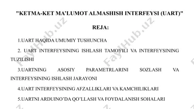 ketma-ket ma’lumot almashish interfeysi (uart) — PPTX