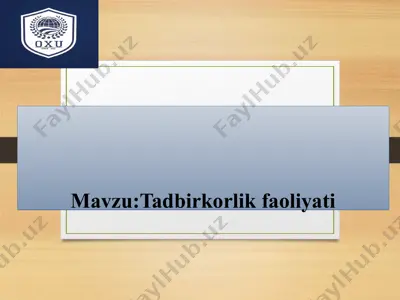 tadbirkorlik faoliyati — PPTX