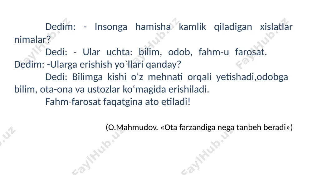 adi makroomillar (makro-katta)-davlat, xalq, jamiyat, shuningdek bularga demografik, ijtimoiy, siyosiy, ekologik, ya’ni yerning barcha aholisining ijtimoiylashuviga ta’sir ko‘rsatadigan omillarni kiritiladi mezoomillar (mezo-o‘rta)-hudud va yashash joyi ommaviy aloqa tarmoqlari, u yoki bu submadaniyatga tegishliligiga ko‘ra ajratilgan guruhlarning ijtimoiylashuvi shart-sharoitlari. mezoomillar etnik qurilmalarni shakllantirish jarayoniga, mintaqaviy sharoitlarga, shu hududning oavlariga ta’sir qiladi mikroomillar, ya’ni muayyan shaxslarga ta’sir qiluvchi omillarga -oila, qo‘shnilar, tengdoshlar guruhlari, tarbiya muassasalari, turli ijtimoiy, diniy, davlat, xususiy tashkilotlar kiradi shaxs tug‘ilganidan boshlab rivojlanadigan muhit sotsium mikrosotsium tashqi ijtimoiy omillardan tashqari ichki biologik omillar ham mavjud. ularni bir-biridan mustaqil o‘rganishning iloji yo‘q. zamonaviy ilmiy nazariyalarda shaxs rivojlanishining asosiy omillari sifatida biologik va ijtimoiy omillar ajratib ko‘rsatiladi indivuallashuv insonning hali yoshligidayoq paydo bo‘ladigan ob’ektiv ehtiyojlari bilan bog‘liq jamiyatdagi o‘z-o‘zini egallashidir. bu ehtiyoj: o‘z qarashlariga ega bo‘lish o‘ziga xosliklariga ega bo‘lish unga tegishli bo‘lgan masalalarni hal qilish, uning o‘z darajasini aniqlab olishiga xalaqit beradigan hayotiy holatlarga qarshi turish xohishi muvaffaqqiyatli ijtimoiylashuv moslashuv …