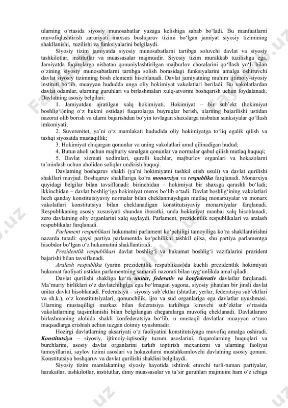 i «davlat va huquq nazariyasi»ning tadqiqot ob’ekti bo‘lib hisoblanadi. ijtimoiy falsafa boshqa fanlardan farqli o‘laroq jamiyatni o‘z-o‘zini tashkillovchi va boshqaruvchi yaxlit bir tizim sifatida o‘rganadi va bu tizimga xos bo‘lgan qonunlarni ochishni o‘z oldiga maqsad qilib qo‘yadi. falsafa fanida jamiyatni anglashning asosiy tamoyillari quyidagilar: · jamiyat moddiy olamning, xususan tabiatning o‘ziga xos bir qismi, tabiat va uning qonunlari ijtimoiy hayotning mavjudligini ta’min etadi, ya’ni tabiat – jamiyat hayotining zarur sharti, deb o‘rganiladi; · jamiyat – bir butun, yaxlit ijtimoiy organizm, yaxlit tizim sifatida tahlil qilinadi; · jamiyat – uni tashkil etuvchi kishilar faoliyatining majmuidir, jamiyat hayotining barcha tomonlari va ularning rivojlanishi kishilar o‘rtasidagi munosabatlar bilan taqozolangandir. shunga ko‘ra ijtimoiy hayotning mohiyatini kishilar amaliy faoliyatining tahlili asosida bilish mumkin. jamiyat to‘g‘risidagi sotsiologik fikr tarixida unga turlicha ta’riflar berilgan. bu tushunchani quyidagicha ta’riflash mumkin: jamiyat – murakkab bir butun ijtimoiy organizm (tizim) bo‘lib, kishilar faoliyati jarayonida ular o‘rtasida amal qiladigan axloqiy, diniy, …