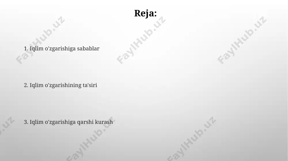 r rivojlanish uchun muhim moliyaviy resurslarni talab qiladi. barqaror rivojlanishning muhim maqsadi, 2030 yilgacha global issiqxona gazlari emissiyasini 45% ga kamaytirish orqali iqlim o'zgarishining salbiy ta'sirini yumshatishdan iborat. e'tiboringiz uchun rahmat @taqdimot_robot image3.png image4.jpg image5.jpg image6.jpg image7.jpg image8.jpg image1.png
