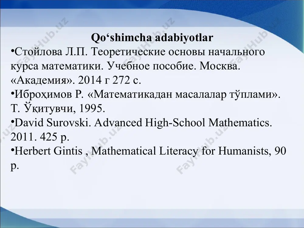 "boshlang`ich matematika kursi nazariyasi" - Page 5