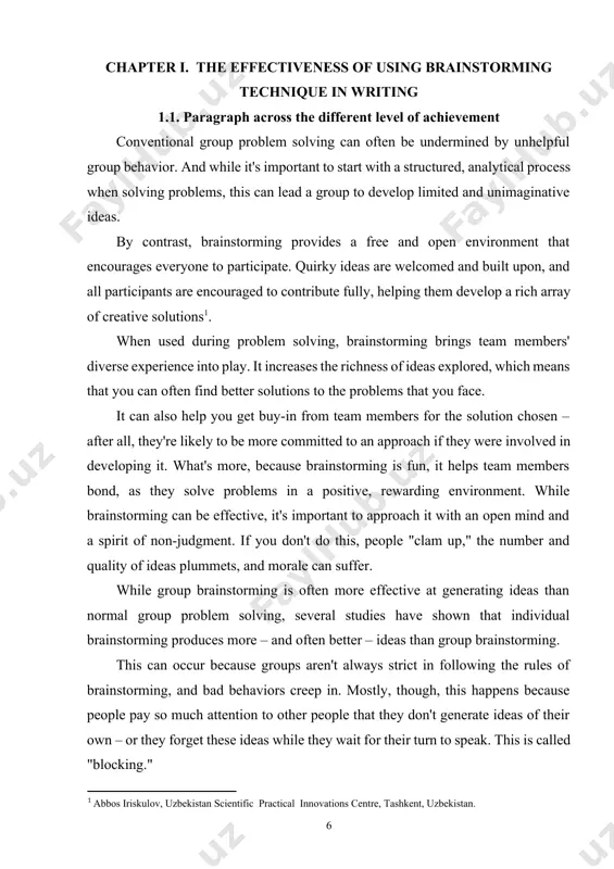 other people's egos or opinions, and you can be freer and more creative. for example, you might find that an idea you'd hesitate to bring up in a group develops into something special when you explore it on your own. however, you may not develop ideas as fully when you're on your own, because you don't have the wider experience of other group members to draw on[footnoteref:2]. [2: azamat akbarov, vice-rector for scientific research and international relations, international burch university, sarajeva, bosnia and herzegovina.] first, set up a comfortable meeting environment for the session. make sure that the room is well-lit and that you have the tools, resources, and refreshments that you need. how much information or preparation does your team need in order to brainstorm solutions to your problem? remember that prep is important, but too much can limit – or even destroy – the freewheeling nature of a …
