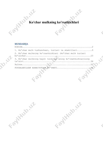 ko'char mulkni baholash kurs ishi — DOCX