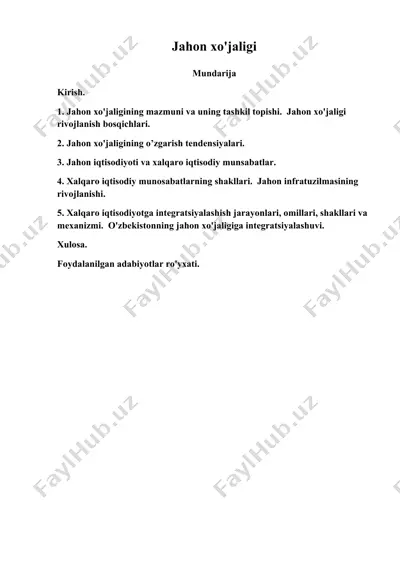 jahon xo'jaligi — DOC