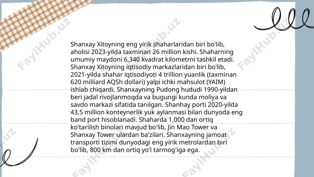 arining ta'sirini o'zida birlashtirgan. qianghai viloyatining 2020-yildagi aholisi taxminan 5.92 million kishi bo'lib, ulardan ko'pchiligi ushbu lahjada so'zlashadi. qianghai shevasi mintaqaviy farqlar va tarixiy jarayonlarni aks ettiradi. xitoy tilidagi 7 ta asosiy shevalar saidullaeva gulnoz e'tiboringiz uchun raxmat! image1.png image2.png image3.png image4.jfif image5.png image6.jpg image7.jfif image8.jfif /docprops/thumbnail.jpeg