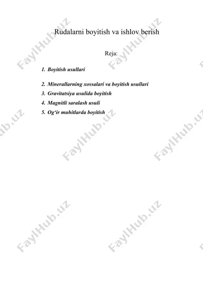 rudalarni boyitish va ishlov berish — DOC