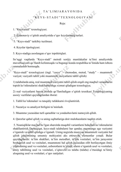 "keys-stadi texnologiyasi" — DOCX