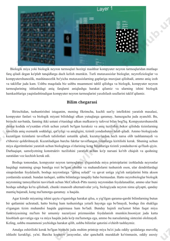 tiradi va institutsional bilimlarni (ixtisoslashganlar majmuini, yangilanayotgan strategiyalar, qarorlar uslublari) ifodalaydi. bilim va qoidalarni turli aspektlarda ko‘rib chiqish mumkin: •chuqur va yuzaki; •sifat va miqdoriy; •taxminiy (noaniq) va aniq; •muayyan va umumiy; •tavsifiy va ko‘rsatma (yo‘l-yo‘riq) beruvchi. foydalanuvchilar bilim bazasini samarali boshqaruv qarorlarini olish uchun qo‘llashlari mumkin. ekspert — bu muayyan predmet sohasida samarali yechim topa oluvchi mutaxassis. bilimlarni o‘zlashtirish bloki ma’lumotlar bazasining to‘planishini, bilim va ma’lumotlar modifikatsiyasi bosqichini aks ettiradi. bilimlar bazasining fikrlash darajasidagi yuqori sifatli tajribadan foydalanish imkoniyatini aks ettiradi. mantiqiy xulosalar bloki qoidalarni faktlar bilan qiyoslagan holda xulosalar mantiqini yuzaga keltiradi. unchalik ishonchli bo‘lmagan ma’lumotlar bilan ishlash chog‘ida noaniq mantiq, zaif ishonch yuzaga keladi. tushuntirish (izohlash) bloki foydalanuvchining texnologiyada bilimlar bazasidan foydalanish ketma-ketligini aks ettiradi va «nima uchun?» degan savolga javob beruvchi xulosaga keladi. hozirgi vaqtda bilimlar bazasining joriy etilishi kasbiy bilimlarning to‘planish sur’ati bilan belgilanadi. kasbiy faoliyatning shakllantiruvchi, ya’ni ehm bazasida avtomatlashtiradigan qismi — bu inson …