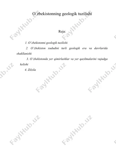 o`zbеkistоnning gеоlоgik tuzilishi — DOC