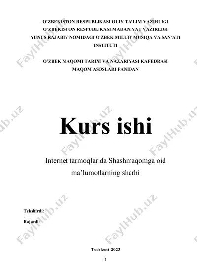 internet tarmoqlarida shashmaqomga oid ma’lumotlarning sharhi — DOCX