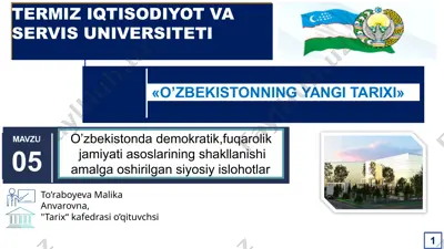 o‘zbekistonning yangi tarixi — PPTX