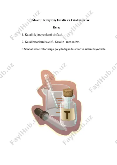 kimyoviy kataliz va katalizatorlar — DOCX