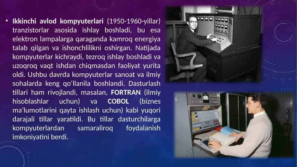 zanjiridan iborat bo‘lib, har bir blok ma'lumotlar, vaqt belgisi va avvalgi blok haqidagi ma'lumotni o‘z ichiga oladi. blokchayn markaziy nazoratga muhtoj bo‘lmagan tizim bo‘lib, ma'lumotlarni o‘zgartirish yoki o‘chirish qiyin. asosan kriptovalyutalar (masalan, bitcoin) uchun ishlatiladi, lekin moliya, logistika, ovoz berish, tibbiyot va boshqa ko‘plab sohalarda ham qo‘llaniladi. blokchayn texnologiyasi xavfsizlik, shaffoflik va kuzatuvchanlikni ta’minlaydi. image2.png image4.jpeg image3.png image5.png image6.jpeg image7.png image8.png image9.png image10.png image11.jpeg image12.png image13.png image14.png image15.jpeg image16.jpeg image17.png image18.png image19.png image20.png image21.png image22.png image23.png image24.png /docprops/thumbnail.jpeg