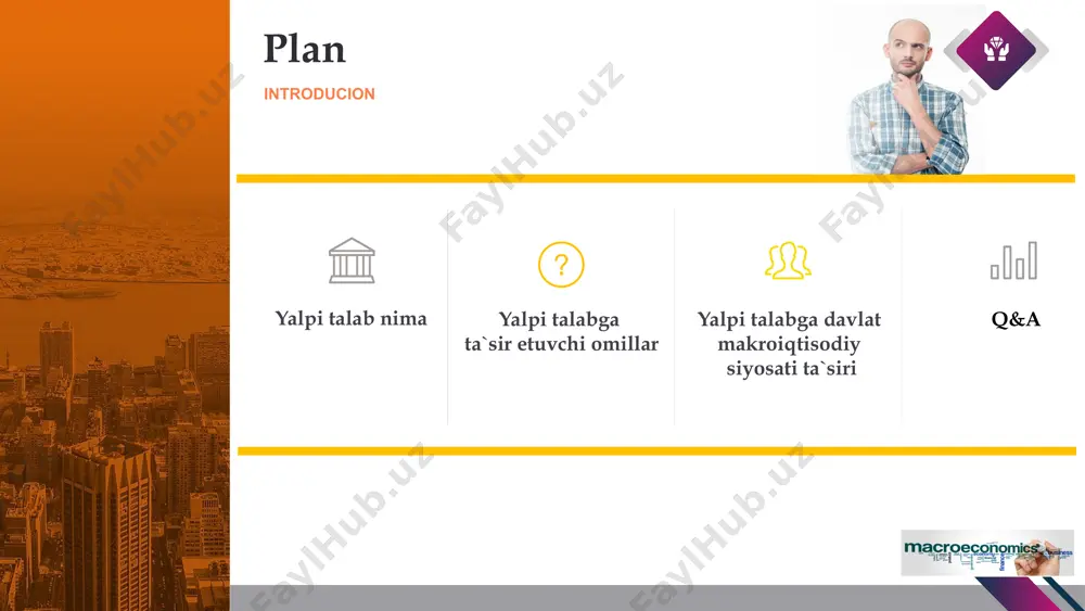 alarga bog'liq. macro… what determines p.c.? aggregate demand, domestic product, and national income macro… macro… what determines p.c.? macro… what determines p.c.? doiraviy diagramma bir nechta murakkab savollarni keltirib chiqaradi: biz aylana bo'ylab soat yo'nalishi bo'yicha harakatlansak, xarajatlar va daromadlar oqimi kattalashadimi yoki kichikroqmi? nega? 5-bandda firmalar ishlab chiqaradigan mahsulot (yaim) yalpi talabga tengmi? agar shunday bo'lsa, bu ikki miqdorni nima tenglashtiradi? agar yo'q bo'lsa, nima bo'ladi? biroq, biz 1-bandda nima sodir bo'lishini tushunmagunimizcha, biz ushbu masalalarning hech birini chuqur o'rgana olmaymiz (iste'mol, (c)) doiraviy diagramma bir nechta murakkab savollarni keltirib chiqaradi: macro… what determines p.c.? - ishlab chiqarish quvvati nima belgilaydi? iste'mol bo'yicha qarorlar, birinchi navbatda, sof daromadga (di) bog'liq: ixtiyoriy daromad ko'tarilganda iste'mol ko'payadi va daromad tushganda pasayadi. iste'molni olib tashlasa qolgan daromad shaxsiy tejashni anglatadi. iste’mol va jamg’arma ‹#› ammo, c ning di bilan bir xil yo'nalishda harakat qilishini bilish, siyosatni rejalashtiruvchilar uchun yetarli emas. ushbu grafikdagi …