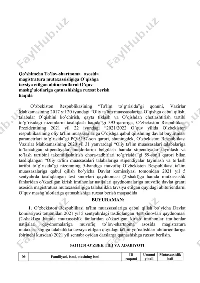 magistratura mutaxassisligi — DOC