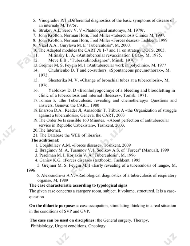 atients denies • preparations of blood did not receive • inektsionnuju denies therapy • on reception at the stomatologist was not. fisikal survey: obectively a condition of the patient of average weight. consciousness clear. integuments pale, pure, damp, it is marked acrosianos. hypodermically-fatty celular it is poorly expressed. peripheral lymph nodes are not increased. peripheral hypostases are not present. • the thorax symmetrically participates in the breath certificate. frequency of breath 32 in 1minute. percutation: in the bottom departments from both parties it is marked tympanic. auscultationо: against the weakened breath are listened individual finely damp rattles. • pulse regular - 120/min, the hell 110/70, auscultation hearts - in norm, phatological noise it is not revealed. • the stomach soft, painless. the liver and a spleen are not palpated. the inspections spent in svp, have shown: • bgt: нв-100 g\l, ley.-11000 (11*109), p.b. neyt. - 13 %, с/я neyt. - …