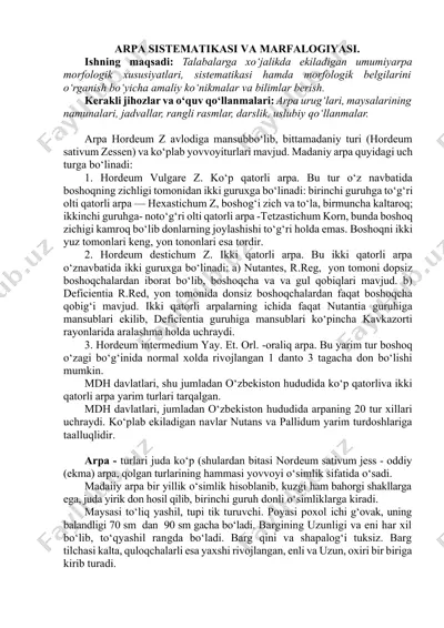 arpa sistematikasi va marfalogiyasi — DOCX