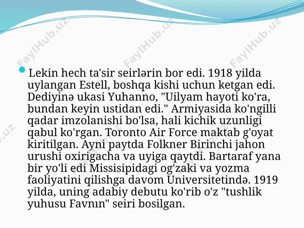 qochirib tushunmayman. həmvətənin ijod "ulaşılmaz adabiy hiyla" malcolm buyonqulixon vaziyatni qisman secmələri folkner kitobida to'plangan "portativ faulkner" ("portable folkner") nashr, bartaraf qilish 1946 yilda biridir. imkoniyat yozuvchi amerikalıların tomonidan yaratilgan kitobiga kiritilgan bo'lishi kerak. 1949 yilda folkner nobel mukofoti, laureatı edi. "romani amerika rivojlantirishga, uning qo'shgan hissasi uchun g'alati verdiyi san'atiga nazaridan" shvetsiya akademiyasi yozuvchi sharaf. folknerin laureatlıgı aniq emas edi. fuqarolik urushi davrida janubiy uning nafrat va zo'ravonlik ham ko'proq e'tibor qaratilish ba'zi noroziligiga sabab bo'lgan yetirməsi. lekin aybdorlik nafrat va zo'ravonlik shvetsiya helstryom akademiyasının gustav a'zo har doim insoniyatga va adolat hissi bilan yozuvchi asarlarining javobgarlik hisoblanadi, neytrallasdırdıgını dedi. folkner yadroviy qurol xavfi ostida yashayotgan zamonaviy odam, asoslar g'alaba qozonish uchun yomonlik e'tiqodi bilan o'z yurak, qalb va aql birinchi o'ringa qisqa javob. qabul nobel mukofot folkner ijodiy inqirozni kecirdiyi. ortiqcha axloqsizlik yana bir muammo, uning sharob edi. biroq, bunday "nun uchun rekviyem» (1951), "city" (1957), "manor" (1959), …
