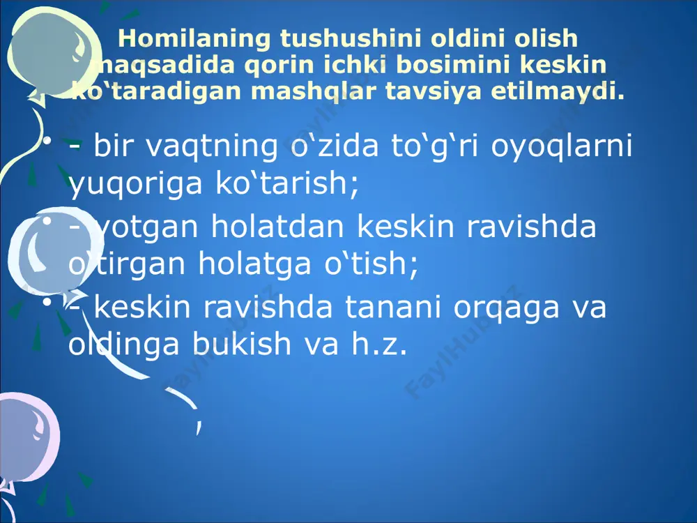 hlanishi kerak; bolaning sog'lig'ini maksimal darajada tiklashga erishilgunga qadar doimiy ravishda amalga oshirilishi kerak ; — har bir bosqichda reabilitatsiya murakkab; - ham reabilitatsiya dasturining individual xususiyati, ham bolaning shaxsiyatining xususiyatlarini va patologik va funktsional o'zgarishlarning o'ziga xosligini hisobga oladigan vositalardan foydalanish. yakuniy maqsadi bolani odatdagi hayot sharoitlariga, o'qishga, va zarur o'zgarishlar bilan - yangi yashash sharoitlariga moslashish . reabilitatsiyaning birinchi bosqichi klinik (statsionar) bolalar shifoxonalarida fizioterapiya, mashqlar bilan davolash, massaj xonalari gbuz "vodkb" reabilitatsiya bo'limi da l. aslanova, 5a reabilitatsiyaning ikkinchi bosqichi - sanatoriy federatsiyasi sog'liqni saqlash vazirligining buyrug'i maydagi n 279n “ santoriy-kurort- kurortda daavolashni tashkil etish tartibini tasdiqlash haqida ” . 1. sanatoriylar ; 2. bolalar, shu jumladan ota-onalari bo'lgan bolalar uchun sanatoriylar ; 3. sanatoriy-dispanserlar ; 4. kurort poliklinikasi; 5. loy vannasi ; 6. balneologik klinika; 7. yil davomida sanatoriy-sog'lomlashtirish lageri . sanatoriy-kurort davolash quyidagi hollarda amalga oshiriladi : reabilitatsiyaning uchinchi bosqichi adaptivdir 70-80% bolalar birinchi …