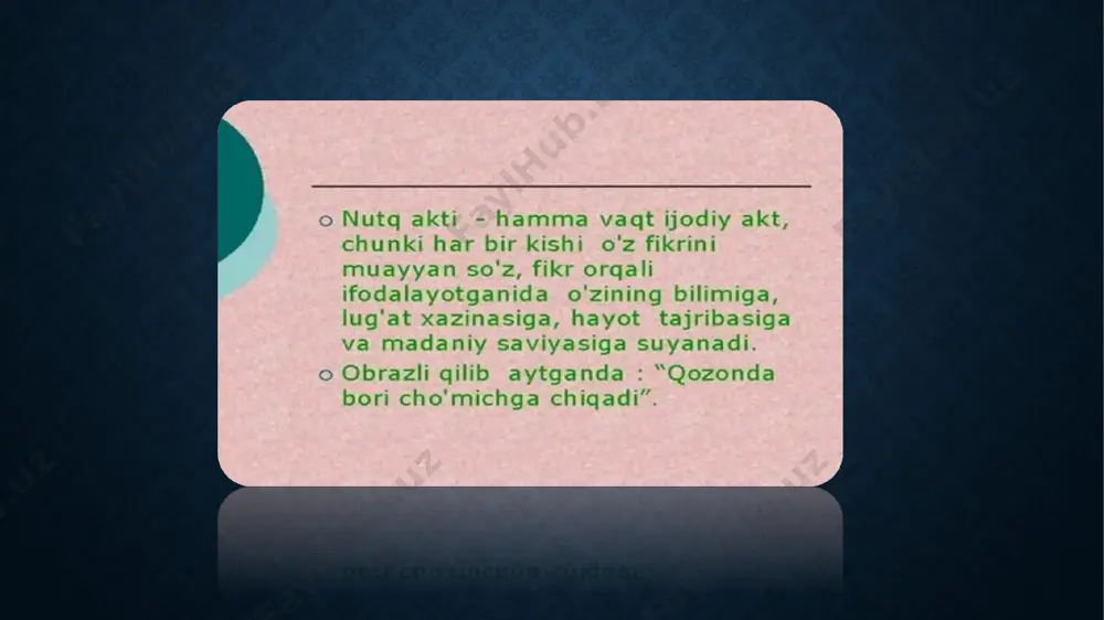 fanlari sirasida o'qitib kelinadi.1 shuningdek, masalaga umumfilologik muammo sifatida qaraydigan yoxud uni muhim sanamagani sabab e’tiborsiz qoldiruvchi olimlar ham bor. shunga qaramay, hozirgi vaqtda badiiy nutqni ham tilshunoslik, ham adabiyotshunoslikning obyekti deb hisoblaydigan mutaxassislar ko‘pchi!ikni tashkil qiiadi. ya’ni tilshunoslik nuqtayi nazaridan badiiy nutq (badiiy matn) til qonuniyatlarini o'rganish uchun material, vosita bo'lsa, adabiyotshunos uchun u - estetik obyektni yuzaga keltiruvchi yagona asos. zero, shaklning uch aspektidan birgina badiiy nutq moddiy bo'lib, o'quvchi faqat uni tovush yoki yozuv o'laroq bevosita qabul qiiadi, unga asoslanibgina tasavvurida badiiy voqelikni jonlantira oladi. shunga ko'ra, birinchidan, tilshunoslikdan farqli o'laroq, adabiyotshunoslik uchun badiiy nutq vosita emas - ayni maqsad; ikkinchidan, badiiy nutqning qanday qurilgani, uning o'ziga xos xususiyatlarini bilish asar poetik olamiga kirish uchun ko'prik vazifasini o'taydi. foydalanilgan adabiyotlar: dilmurod quronov. adabiyotshunoslikka kirish: oliy o‘quv yurtlari uchun darslik – t.: a.qodiriy nomidagi xalq nashr. 2004 y. 224 b quronov d. adabiyotshunoslik nazariyasi asoslari. - т.: navoiy …
