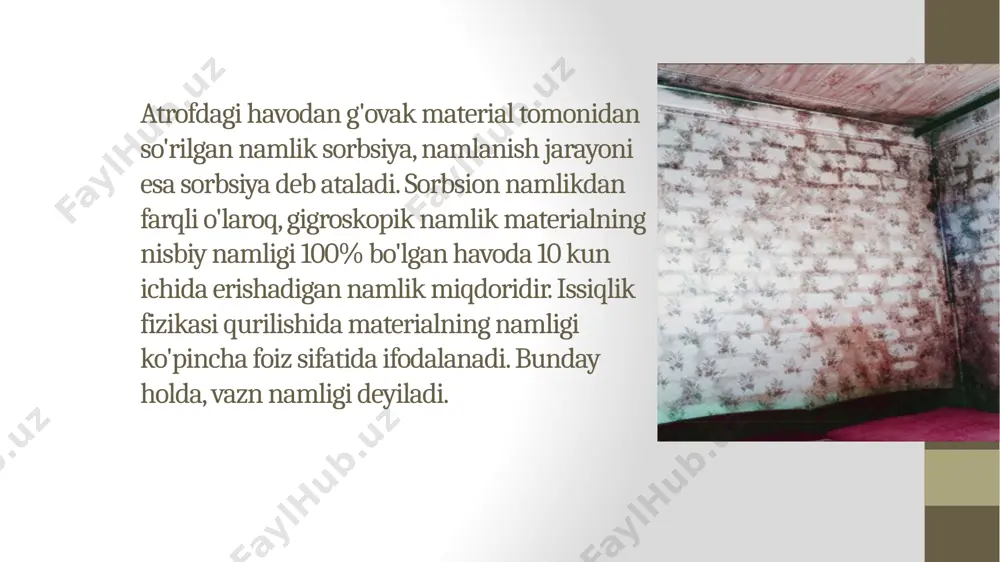 - bu materialning teshiklari va makrokapillyarlarida joylashgan, suvning tana yuzasi bilan to‘g‘ridan-to‘g‘ri yopishishi natijasida namlovchi namga ega bo‘lgan gel strukturasining hosil bo‘lishi jarayonida tutilgan suyuqlik. quritish egri chiziqlari, quritish tezligi va materialning isishi katta amaliy ahamiyatga ega. ular quritish vaqtini belgilash, material bilan namlikni bog'lash shakllarini baholash, eng yaxshi variantni va quritish rejimini tanlash imkonini beradi. ular sanoat quritgichlarini loyihalash va hisoblashda qo'llaniladi. molekulyar quritish jarayoni kinetikasining egri chiziqlari image2.jpg image3.png image4.jpg /docprops/thumbnail.jpeg