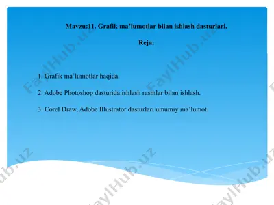 grafik ma'lumotlar bilan ishlash dasturlari — PPTX