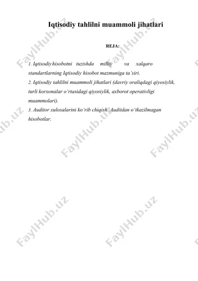 iqtisodiy tahlilni muammoli jihatlari — DOCX