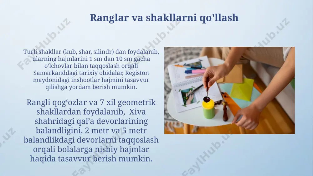 bolalarga predmetlar hajmini o‘rgatish uchun ko‘rgazmali qurollar yaratish - Page 5