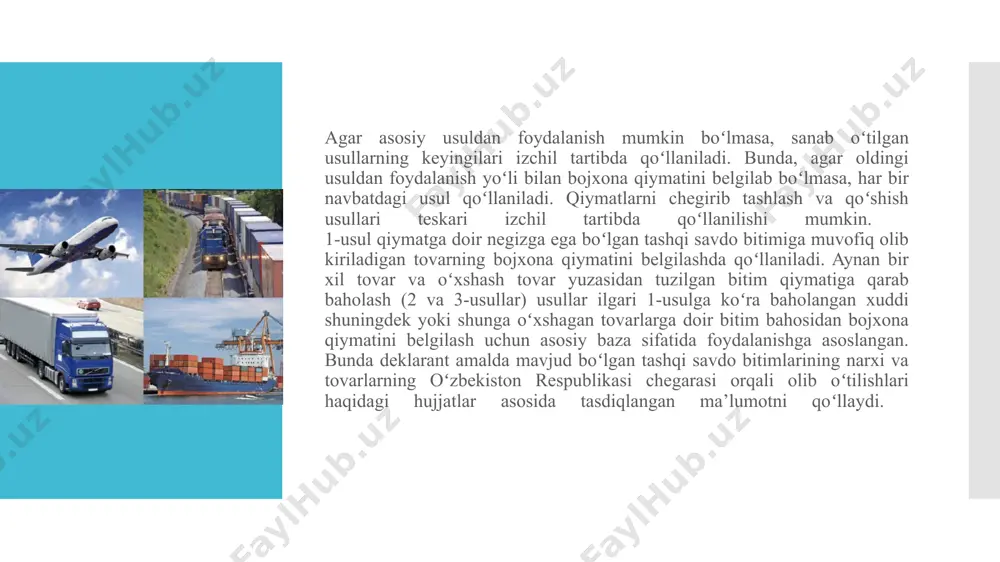 bojxona qiymatini aniqlash metodlari - Page 5