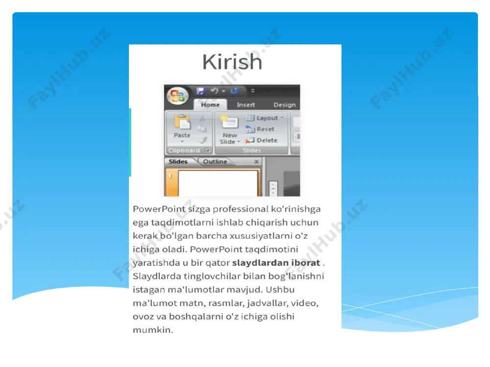 power point dasturida taqdimot tayyorlash - Page 2