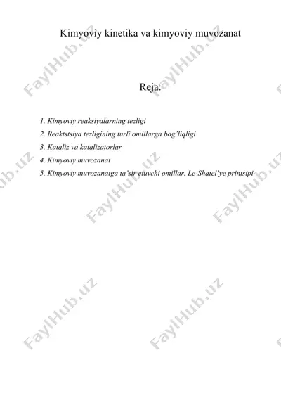 kimyoviy kinetika va kimyoviy muvozanat — DOCX