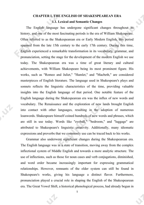 ial role in shaping the english of the shakespearean era. the great vowel shift, a historical phonological process, had already begun in the middle english period and continued during this time. vowel sounds underwent significant changes, leading to the pronunciation shifts that distinguish early modern english from both middle english and contemporary english. for example, the long "i" sound in words like "bite" was pronounced as "ee" in shakespeare's time. this change in pronunciation is evident in the rhymes and puns found throughout his works. studying the english of the shakespearean era not only provides insights into the linguistic history of the language but also enhances our understanding and appreciation of shakespeare's works. by exploring the vocabulary, grammar, and pronunciation of the time, we gain a deeper understanding of the linguistic context in which these masterpieces were written. moreover, it allows us to appreciate the linguistic richness and creativity of …