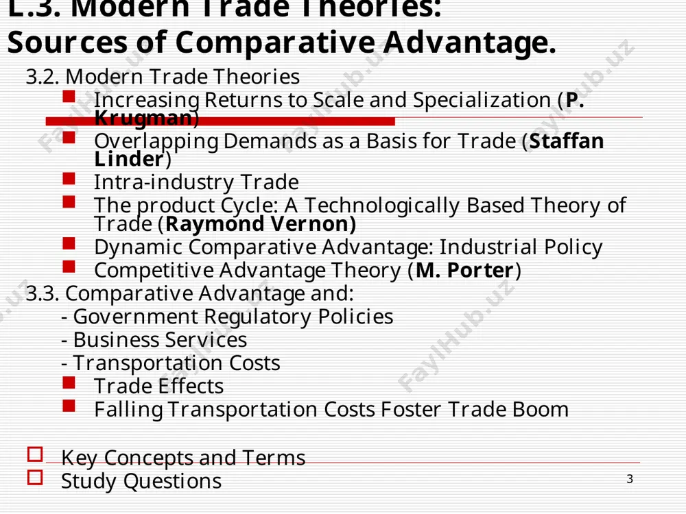 ty that trade is based solely on differences in supplies of labor and capital. * 3.1. factor endowments as a source of comparative advantage (heckscher-ohlin theory). for example, hypothetical resource endowments in the united states and china. the u.s.capital/labor ratio equals 0.5 (100 machines/200 workers = 0.5). in china, the capital/labor ratio is 0.02 (20 machines/1,000 workers=0.02). since the u.s.capital/labor ratio exceeds china's capital/labor ratio, we call the united states the capital-abundant country and china the capital-scarce country. on the other side, china is called the labor-abundant country and the united states the labor-scarce country. this means that before the two countries trade, capital would be less expensive in the united states and labor would be less expensive in china. * 3.1. factor endowments as a source of comparative advantage (heckscher-ohlin theory). simply put, the heckscher-ohlin theory makes the following assertion: given identical demand conditions and input productivities, differences in …