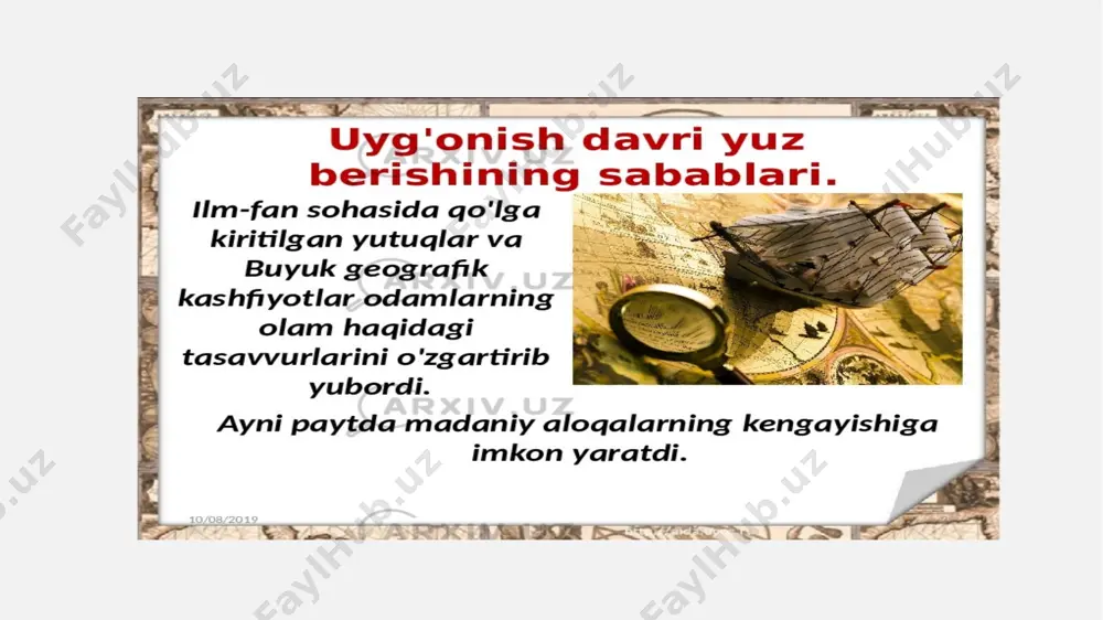 nashr etilgan. algebra, algoritm fanlari xorazmiy asarlari tufayli shakllangan musiqada ham uygʻonish davri jarayoniga xos yuksalish dastlab sharkda yuz berdi. markaziy osiyo xalqlarining qad. anʼanalari arab, hind va fors musiqiy meros asarlari, cholgʻulari bilan oʻzaro taʼsir jarayonlari natijasida yanada boyib qaytadan jonlandi. zero, forobiy va uning izdoshi ibn sino musikaning nazariy, falsafiy va estetik masalalarini atroflicha tadqiq etib, umumsharqiy taʼlimotni yaratishgan. xususan, yaqin va oʻrta sharq xalklari musiqa amaliyotiga tayangan holda, kuy va usullar, qoʻllaniladigan sozlar, muayyan shakl va janrlar doirasida mushtaraklik mavjudligini isbotlashgan. forobiyning "kitob ul musiqa alkabir" ("musiqaga doyr katta kitob") va, ayniqsa, ibn sinoning "javomeʼ ilm ulmusiqi" ("musiqaga oid ilmlar toʻplami") kabi asarlarida yunon olimlari (pifagor, aristoksen va boshqalar)ning qarashlari boyitilib, tovushlar balandpastligi munosabatlari matematik uslubda ifodalangan. uygʻonish davrida teatr sanʼati xayot koʻzgusi hisoblanib, koʻpqirrali inson xarakteri, real voqelik ziddiyatlarini aks ettirishga alohida ahamiyat berdi. bu davr teatr namoyandalari antik drama tajribalaridan foydalanib xalq tomosha sanʼati anʼanalarini …
