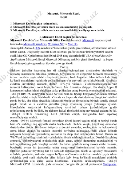 microsoft excel — DOC