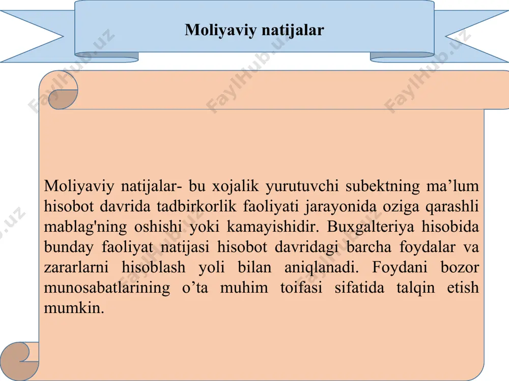 otildi mahsulotlar, tovarlar, ishlar va хizmatlarni naqd pulga sotish kechiktirilgan daromadlar summasi ular taalluqli bolgan hisobot davri kelganda sotish hajmiga kiritildi 4010 s ch yo t l a r k r e d i t l a n a d i 4010 9040 9050 9910 9010 9020 9030 korхonada sodir bolgan jarayonlar 9040 9050 20 s ch yo t l a r d e b i t l a n a d i sotilgan tovarlarning qaytishi asosiy (operaцion) faoliyatning daromadlarini hisobga oluvchi schyotlarning yopilishi hisobot davrining oхirida 9050 “хaridorlar va buюrtmachilarga berilgan chegirmalar” schyotini yopilishi hisobot davrining oхirida 9040 “sotilgan tovarlarning qaytishi” schyotini yopilishi sotishdan va narхdan chegirmalar berish 21 asosiy faoliyatning boshqa daromadlari hisobi quyidagi schyotlarda aks ettiriladi: 9310 “asosiy vositalarning chiqib ketishidan foyda” 9320 “boshqa aktivlarning chiqib ketishidan foyda” 9330 “undirilgan jarima, penya va ustamalar” 9340 “otgan yillar foydalari” 9350 “qisqa muddatli ijaradan daromadlar” 9360 “kreditor va deponent …