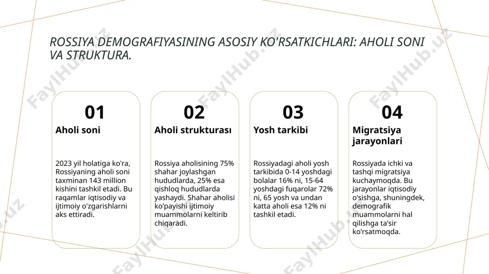 iyalar - hukumat siyosiy va iqtisodiy strategiyalarni amalga oshirish orqali ishsizlikni kamaytirishga harakat qilmoqda, bu esa iqtisodiy o'sishni rag'batlantiradi. rossiyaning milliy boyliklari: resurslar va iqtisodiy o'sish salohiyati. 1 tabiiy resurslar - rossiya tabiatida keng ko'lamli tabiiy resurslar mavjud: gaz, neft, ko'mir, va minerallar. bu boyliklar iqtisodiy o'sish uchun asosiy poydevordir. 2 iqtisodiy o'sish - rossiyaning iqtisodiy o'sishi ko'p jihatdan tabiiy resurslar eksportiga bog'liq. bu, davlat byudjetining asosiy qismidir va xalq farovonligini oshiradi. 3 global raqobat - rossiyaning milliy boyliklari global bozorlar uchun muhim raqobat ustunligini ta'minlaydi. bu, mamlakatning geopolitik pozitsiyasini mustahkamlashga yordam beradi. geografik joylashuvining rossiya iqtisodiyotiga ta'siri. rossiyaning geografik joylashuvi uning iqtisodiyotiga katta ta'sir ko'rsatadi. katta hududlar va turli iqlim sharoitlari resurslar va ishlab chiqarishni ta'minlaydi. shuningdek, transport yo'llari va savdo yo'nalishlari global bozor bilan bog'lanishni osonlashtiradi. - katta tabiiy resurslar mavjudligi - savdo yo'nalishlarining rivojlanishi - iqlim va geografik sharoitlar ta'siri photo by vi tran on unsplash rossiyaning …